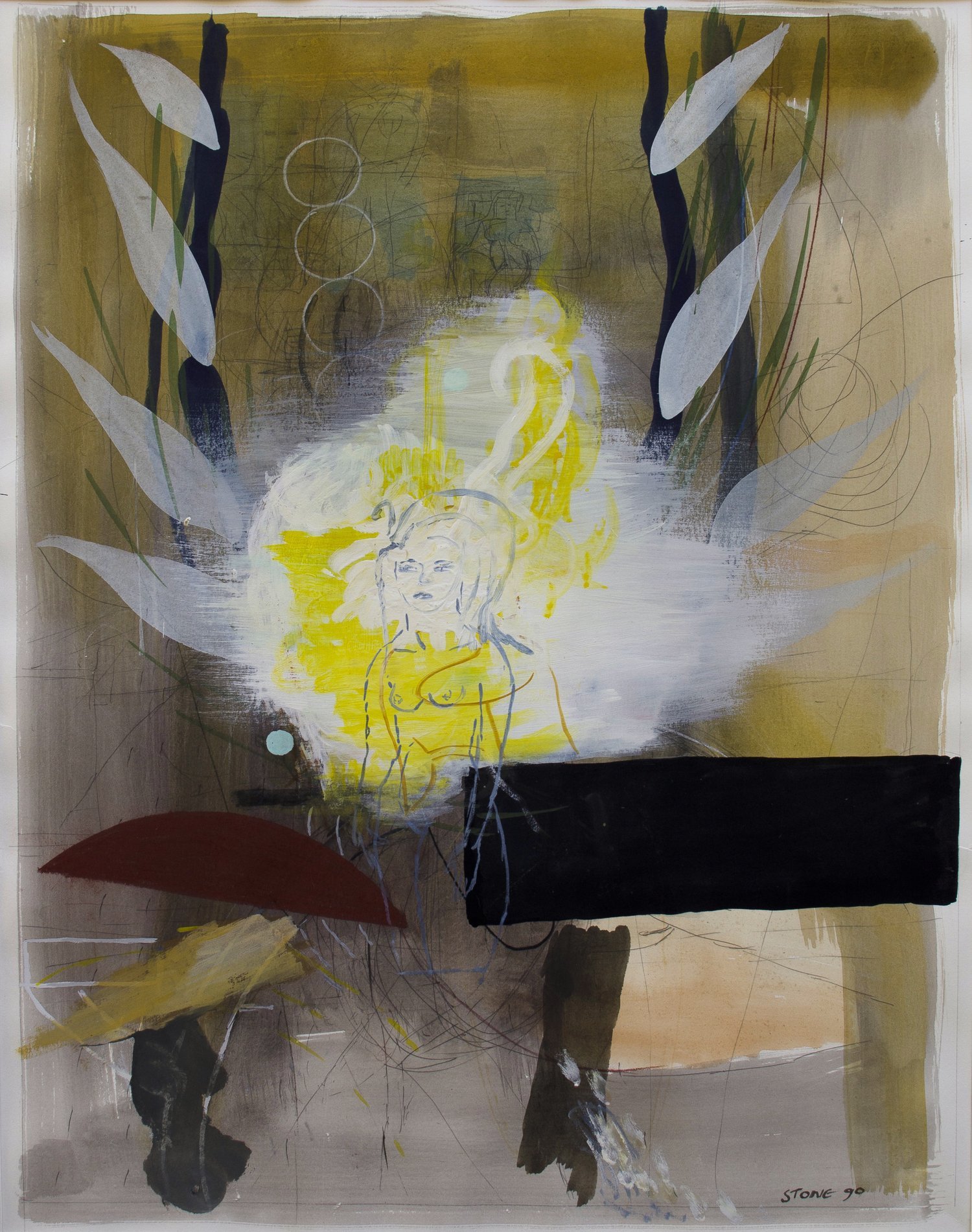 Bamboo Girl 1990, Gouacahe on Paper, 80 x 62 cm