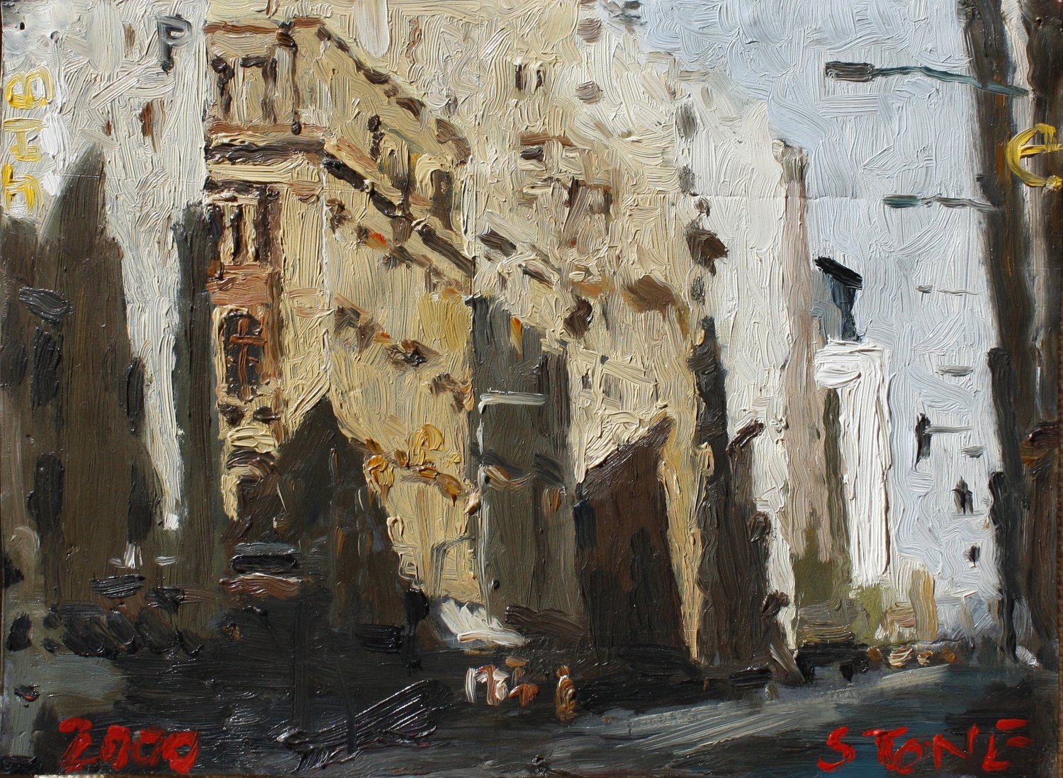Commissioner Street 2000, Oil on Lead, 17 x 22.3 cm