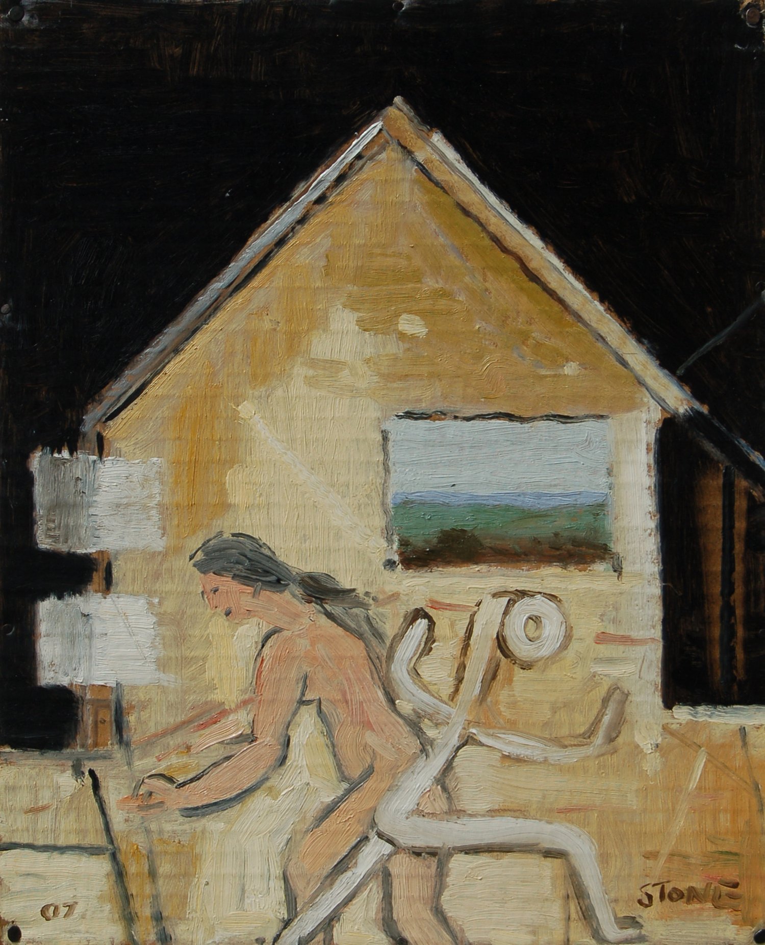House Music 2007, Oil on cardboard, 58.5 x 50 cm