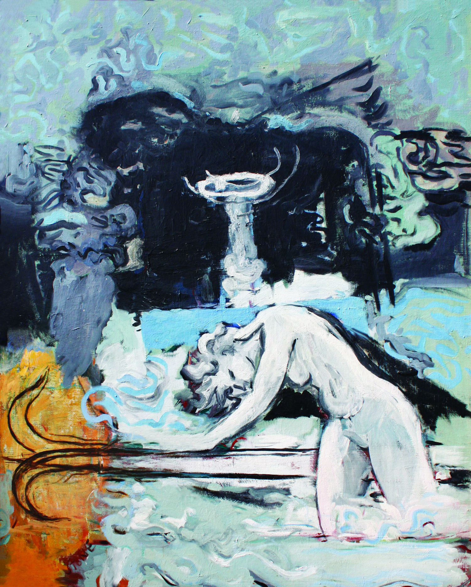 In the Shadow of the Fountain, 1985, Oil on Canvas, 152.5 x 122 cm