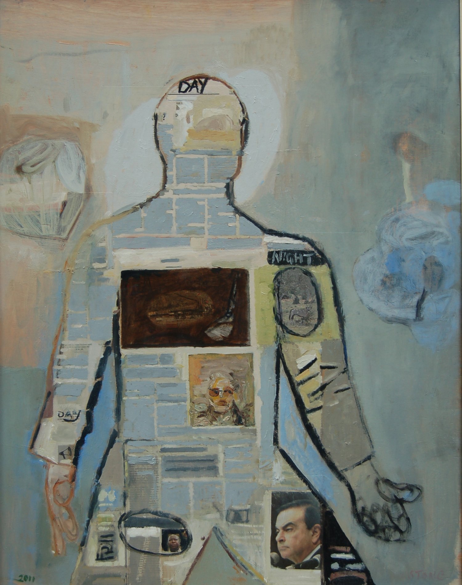Newspaper Man 2011, Oil on Board, 100 x 78 cm