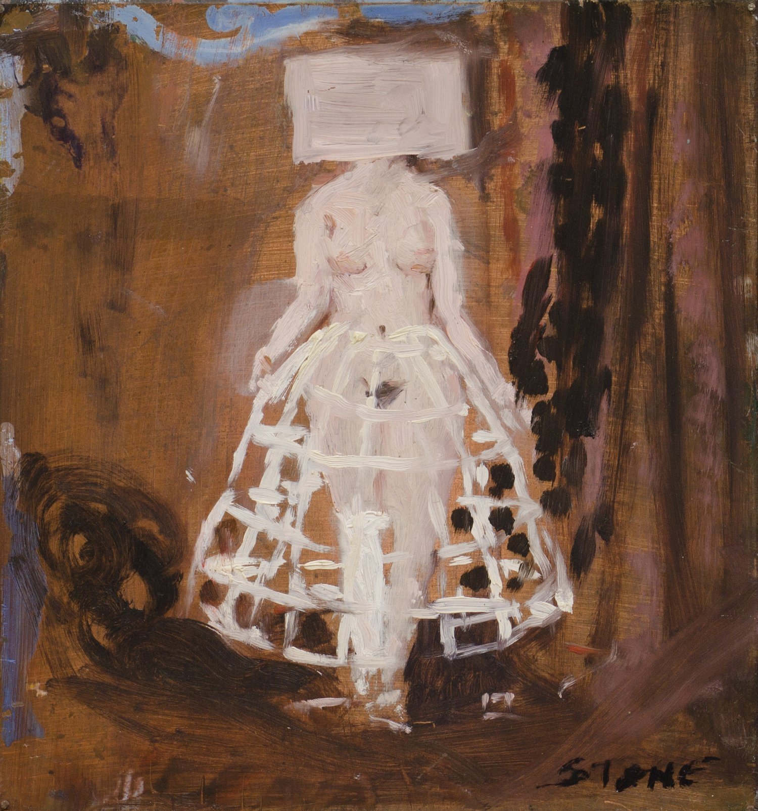 Nude with Hoops 1993, Oil on Copper, 24.5 x 25.5 cm