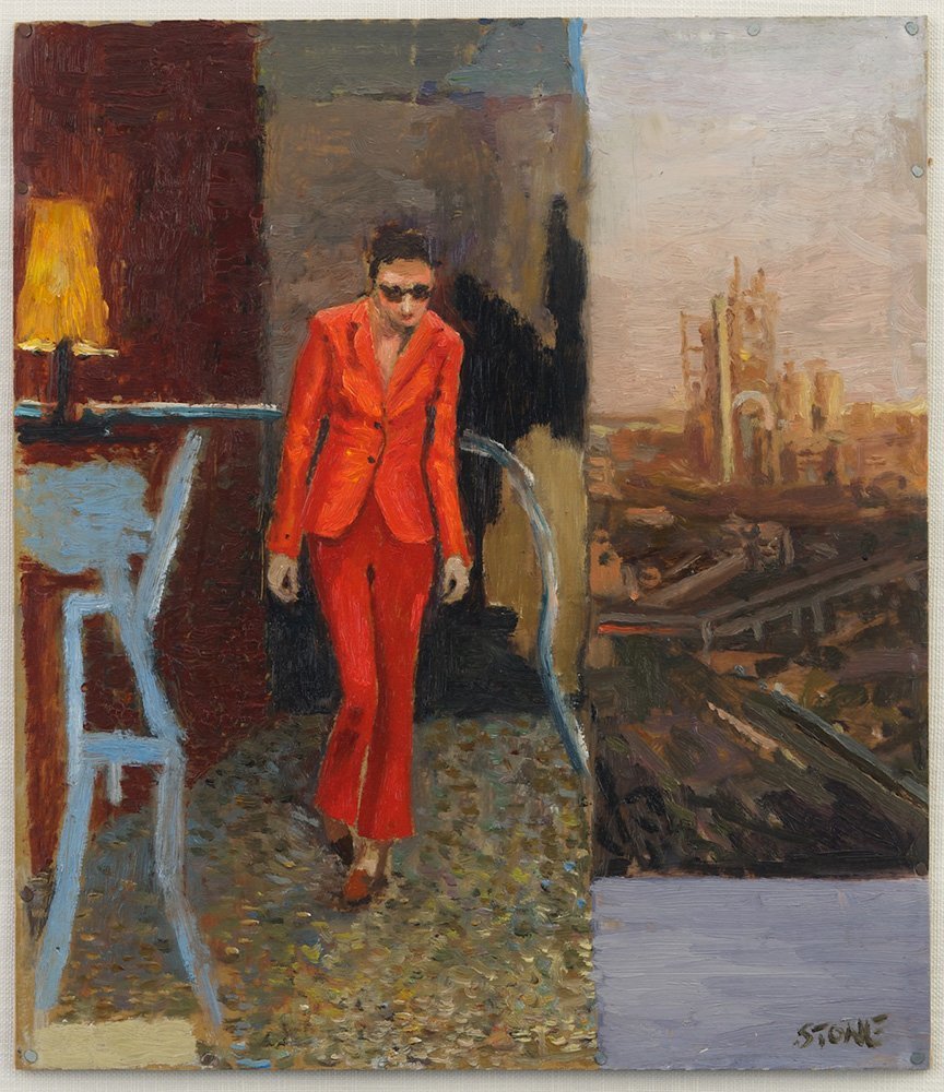 Oil Refinery 2014, Oil on Cardboard, 32.5 x 28.5 cm