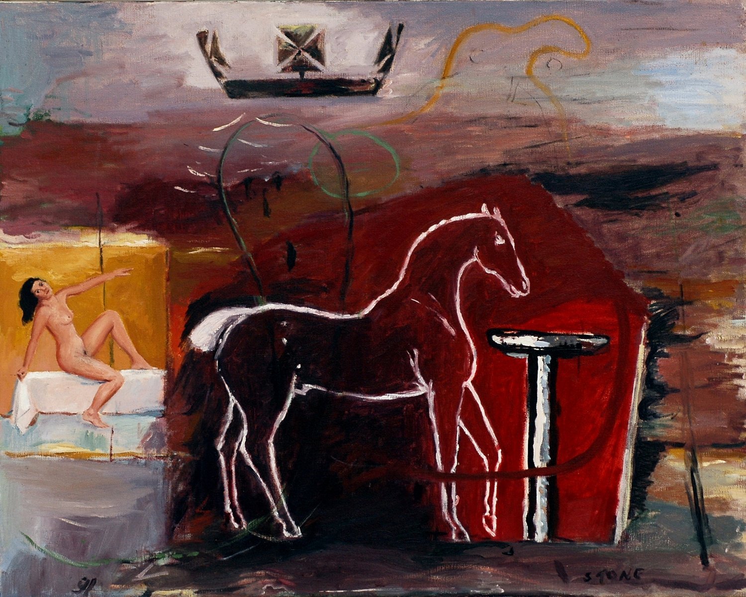 Painting with a Horse 1991, Oil on Canvas, 70 x 88 cm