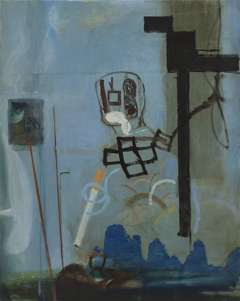 Self Portrait with Cigarette 2014, Oil on Canvas, 117 x 93.5 cm