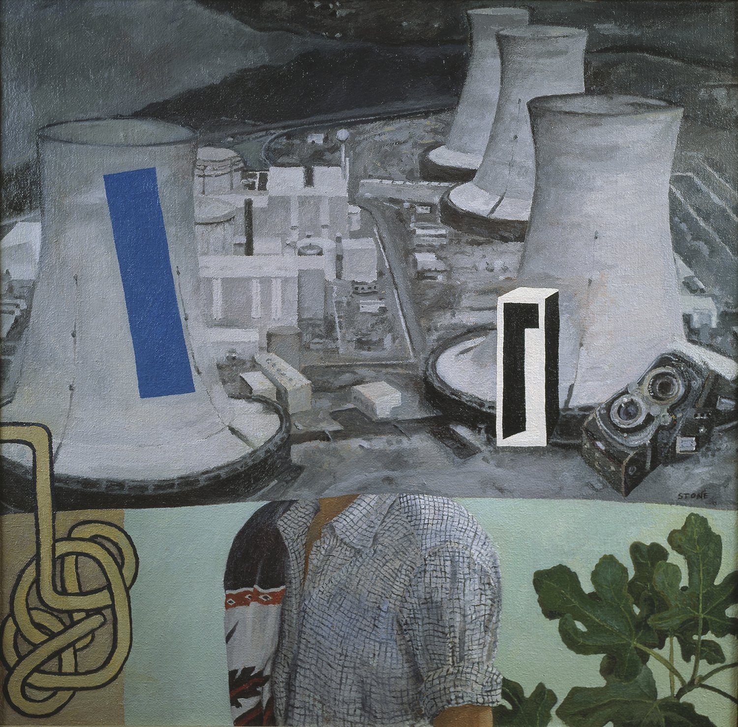 Self Portrait with Three Mile Island 1982, Oil on Canvas