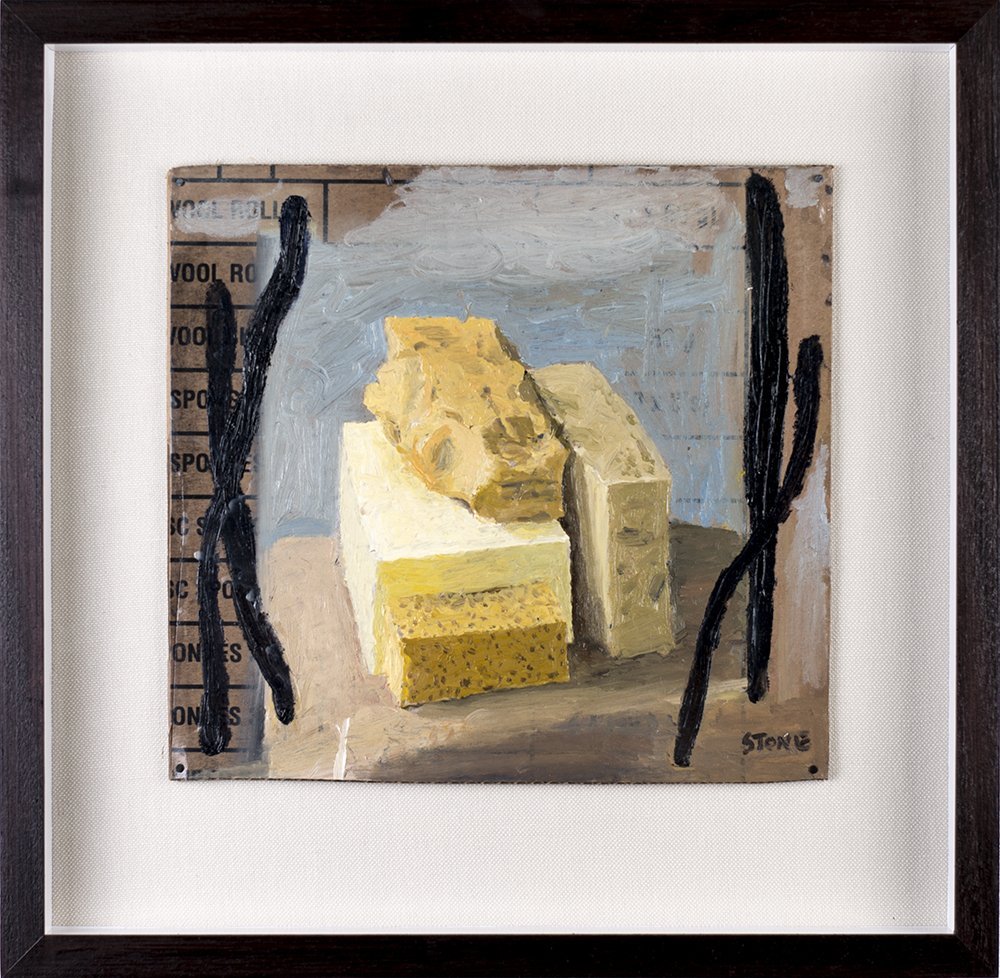 Sponges XX 2019, Encaustic on Cardboard, 28 x 31 cm