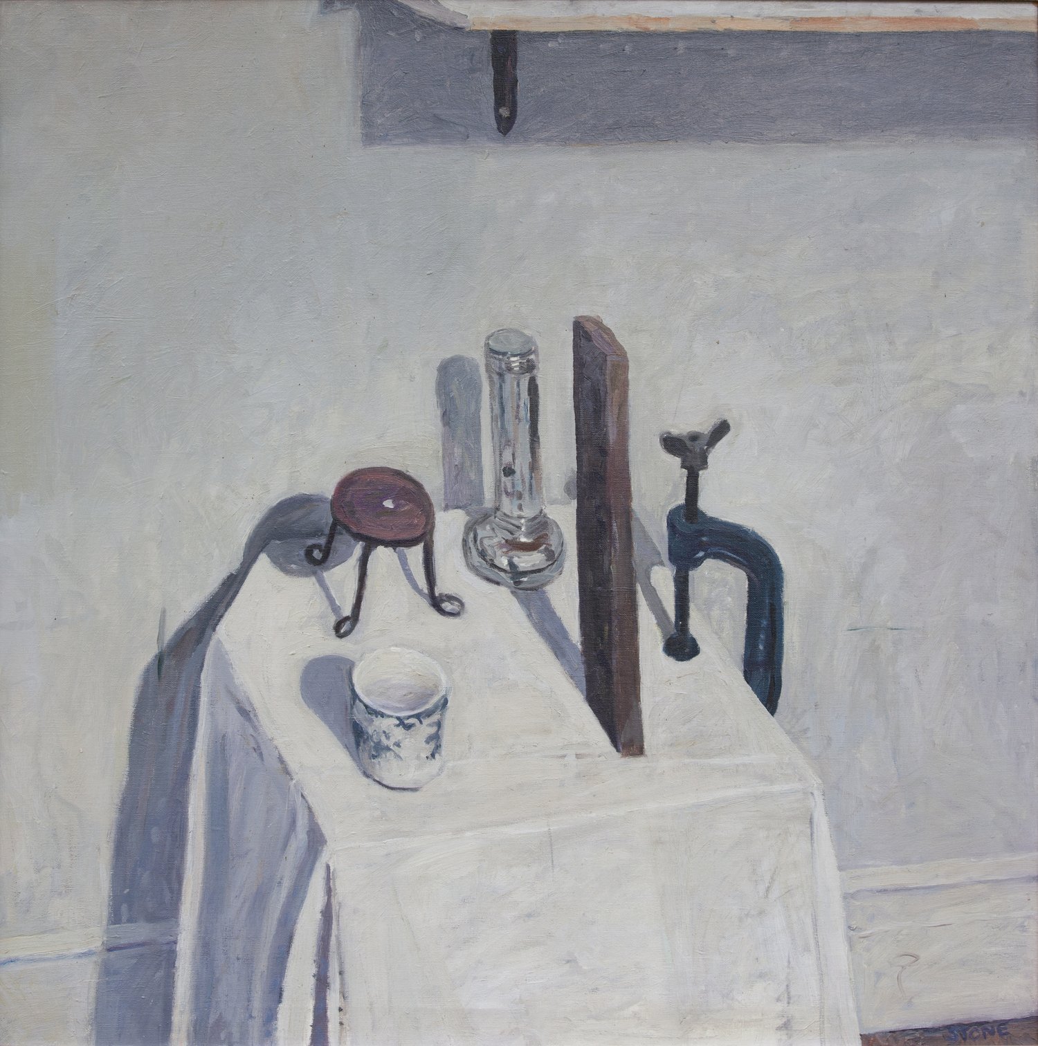 Joburg Split with Fra Angelico 1981, Oil on Zinc, 91.5 x 91.5 cm
