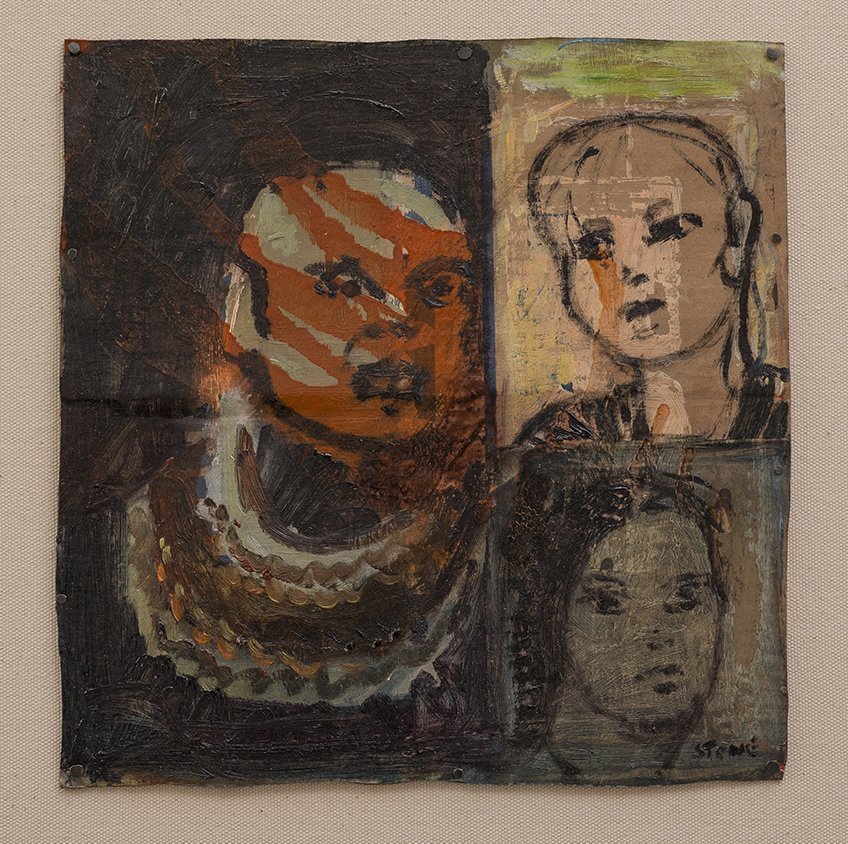 The Suburb (3 Face Glaze Experiment) 2016, Oil on Cardboard, 33 x 31 cm