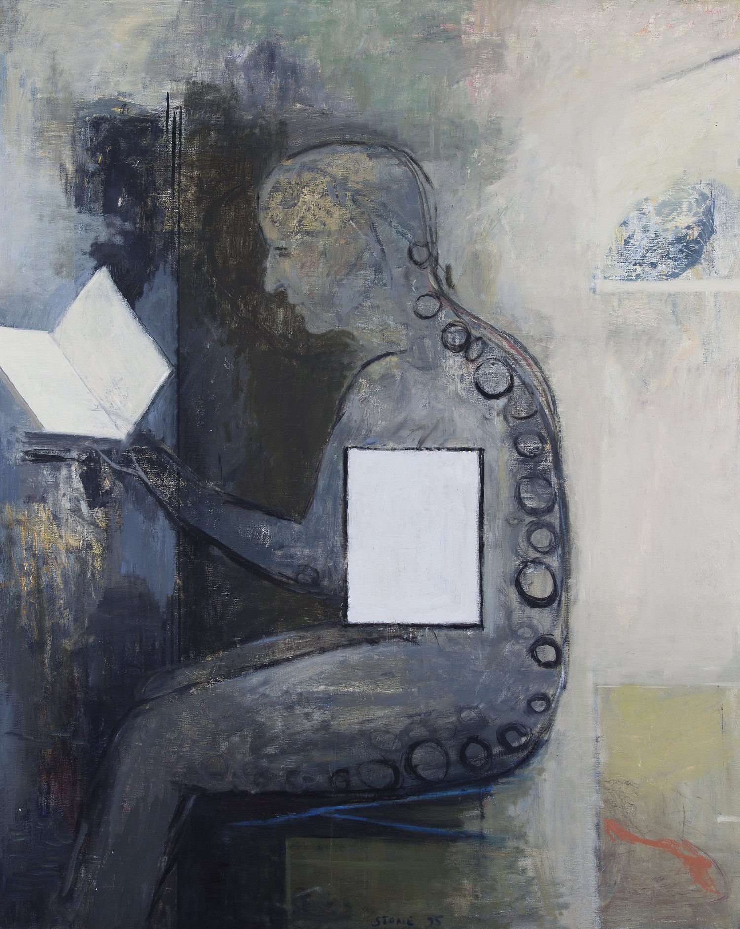 Reading the Text 1985, Oil on Canvas, 92.5 x 115 cm